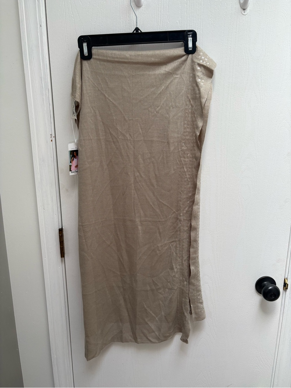 Simply Noelle Taupe Knit shall with Side Stud Detail